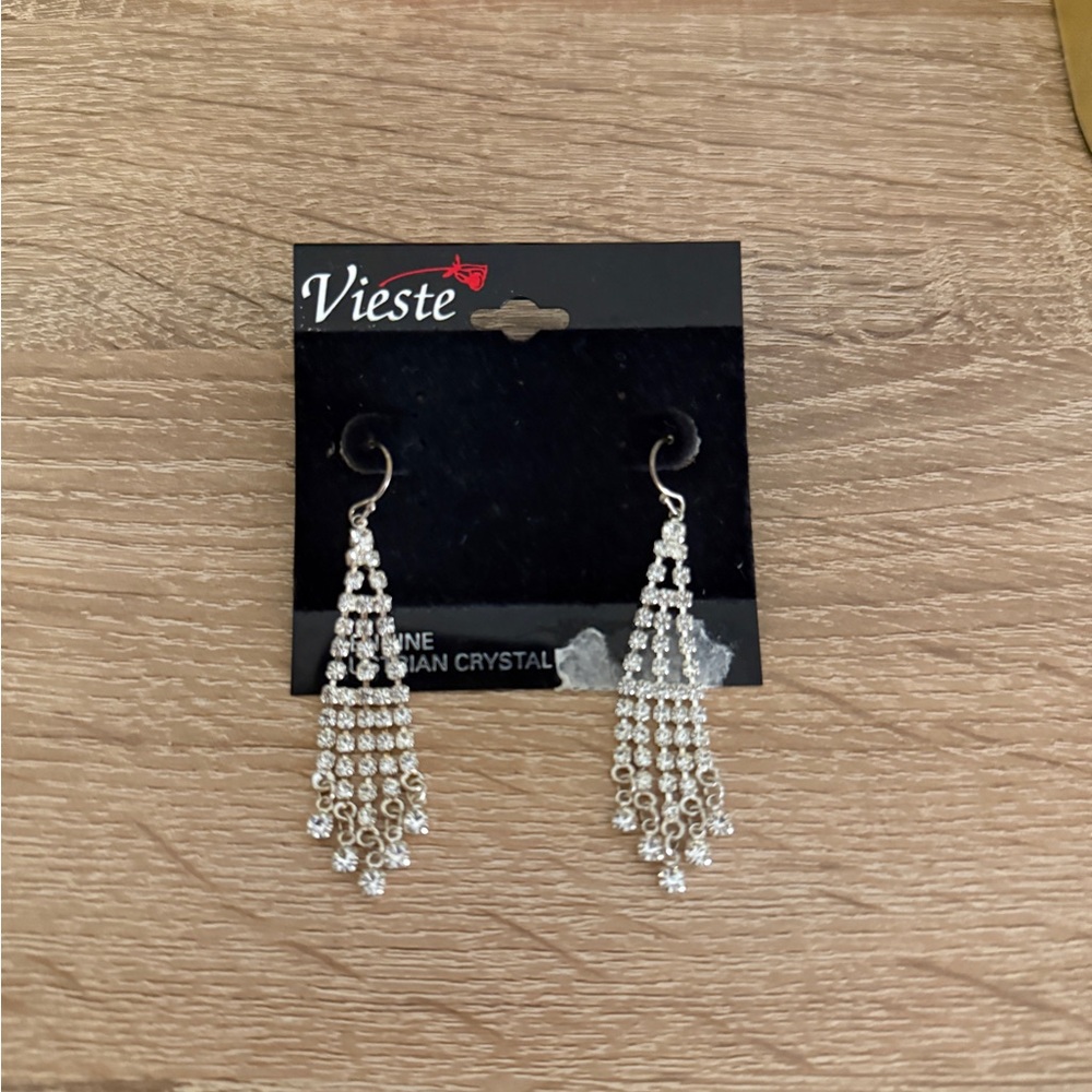 Vieste Genuine Australian Crystal Silver Chandelier Earrings